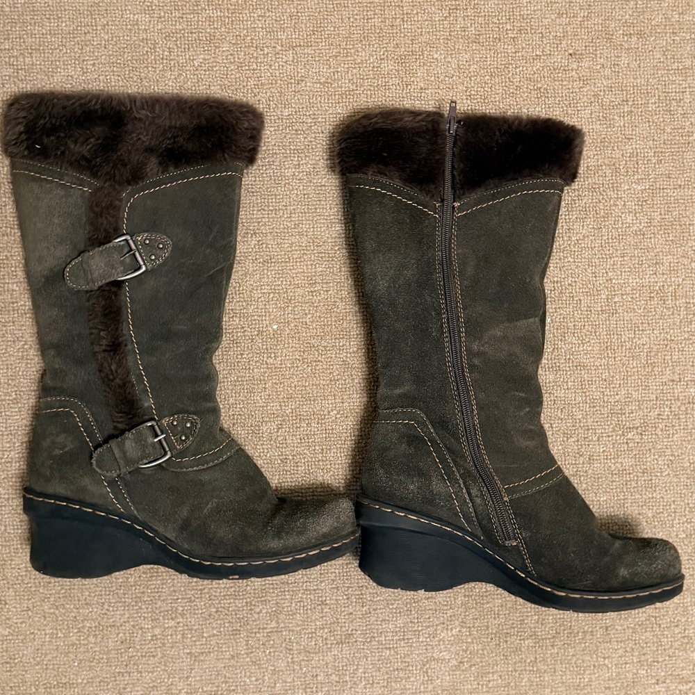 Size 8M - Beartrap Cathy Suede Fur-Lined Mid-Calf Boots